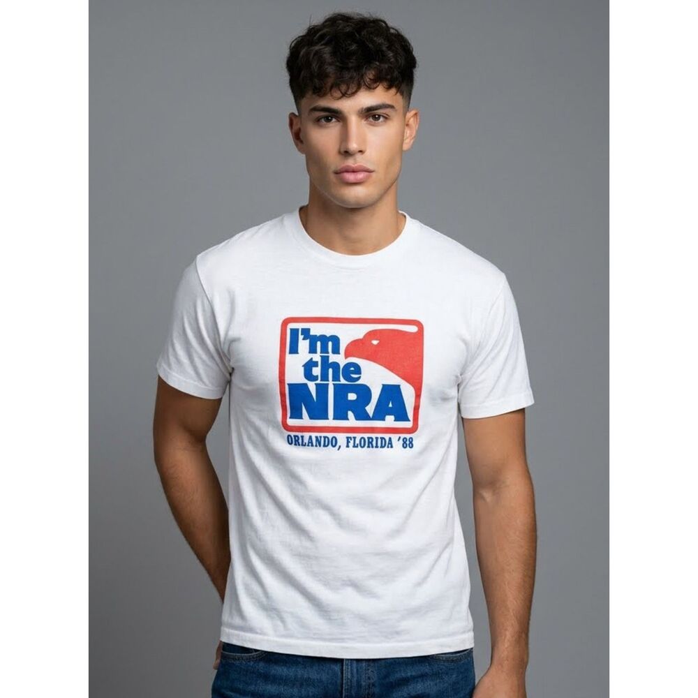 Vintage 80s I AM THE NRA Gun Hunting Orlando FL T Shirt XL Single Stitch 1988
